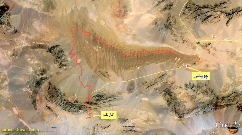 مسیر جی پی اس ورود به ریگ جن از چوپانان - پائیز ۱۳۹۲