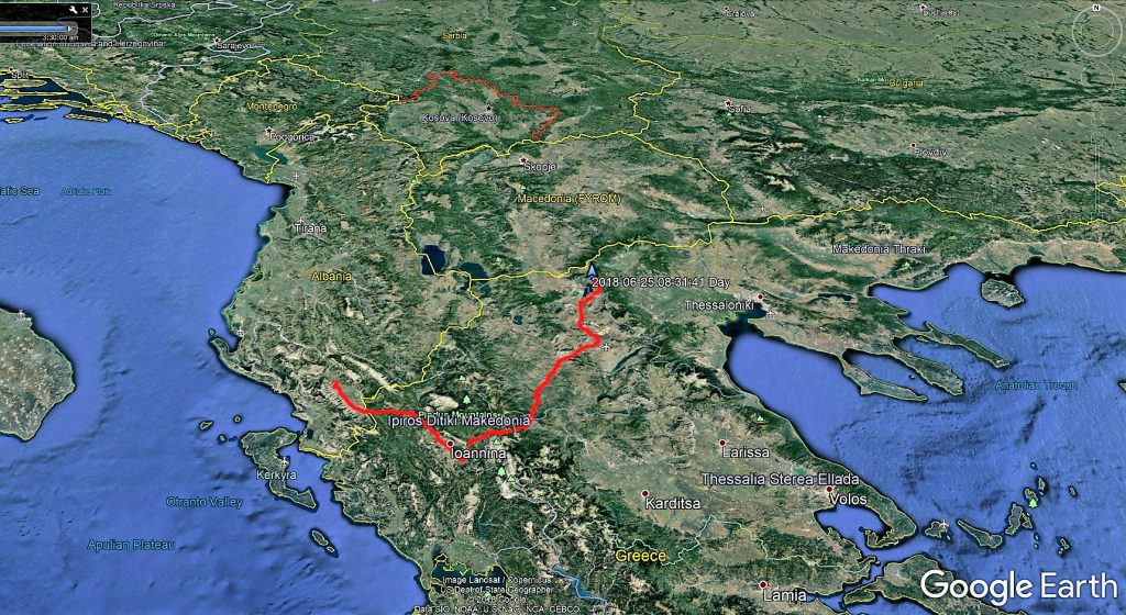 مسیر ادسا در یونان تا جیروکاستر در آلبانی