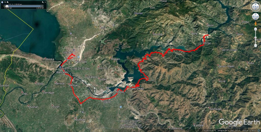 مسیر شهر اشکودر تا دریاچه کومانی در کشور آلبانی